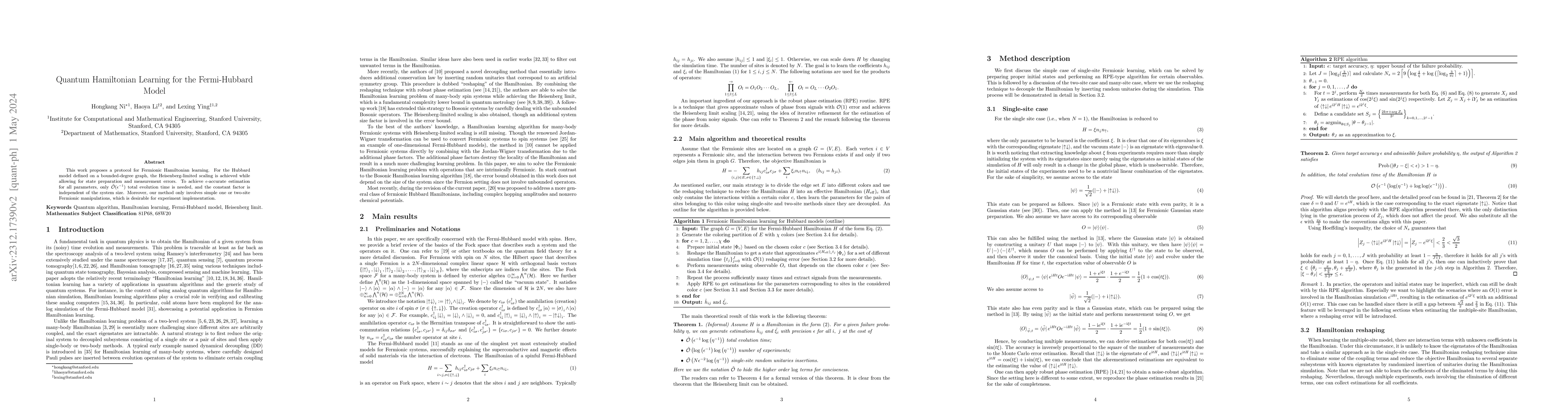 Thumbnail for Quantum Hamiltonian Learning for the Fermi-Hubbard Model