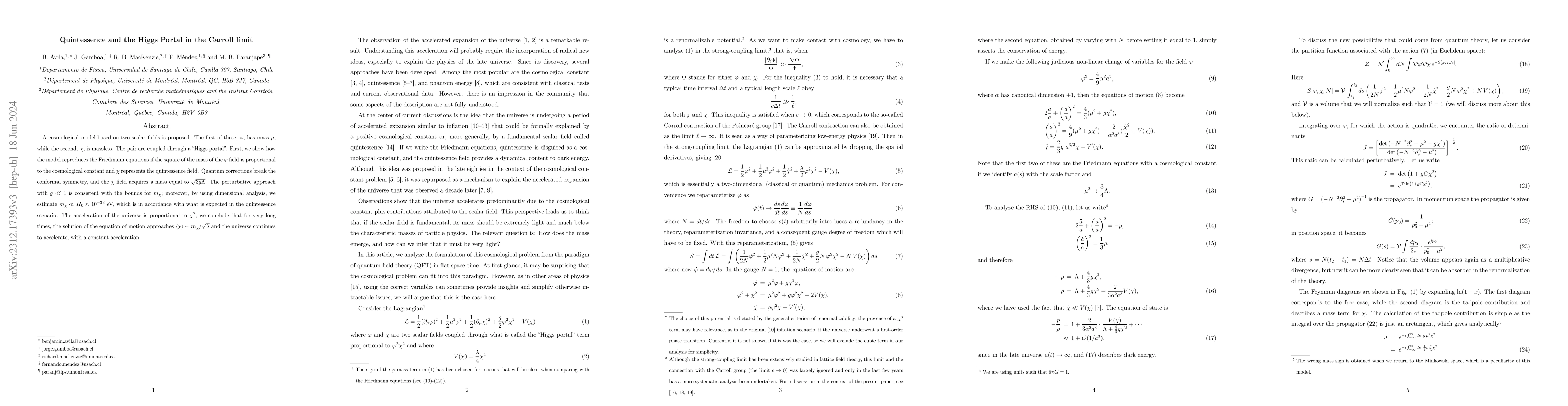 Thumbnail for Quintessence and the Higgs Portal in the Carroll limit