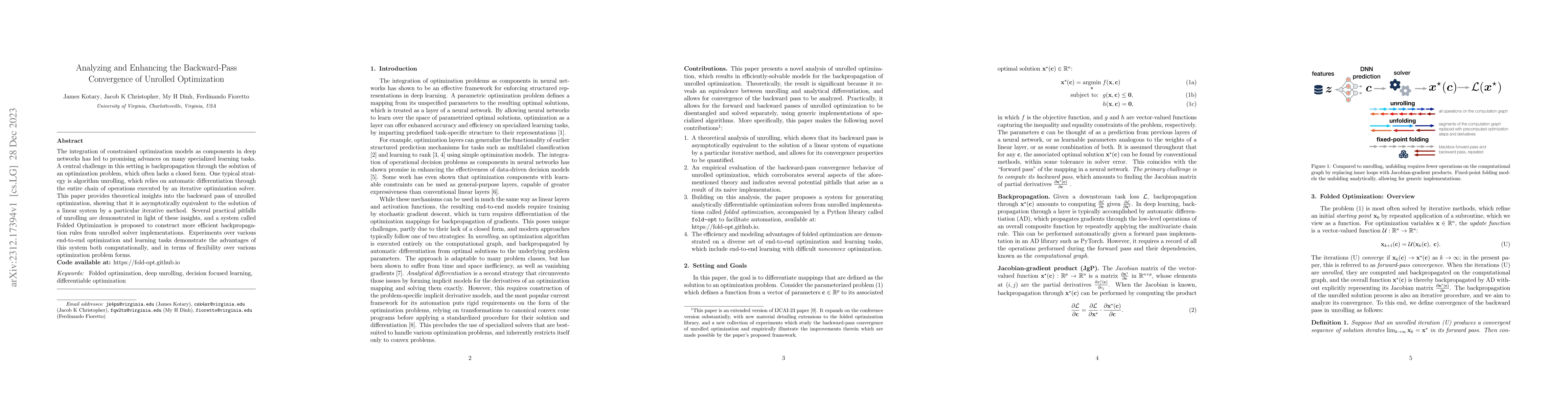 Thumbnail for Analyzing and Enhancing the Backward-Pass Convergence of Unrolled
  Optimization