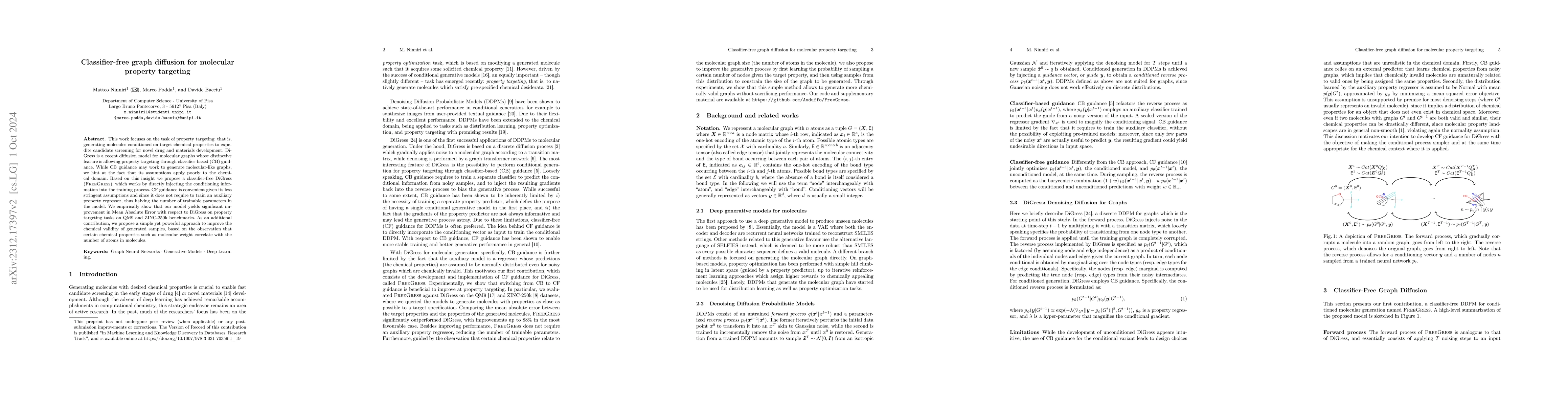 Thumbnail for Classifier-free graph diffusion for molecular property targeting