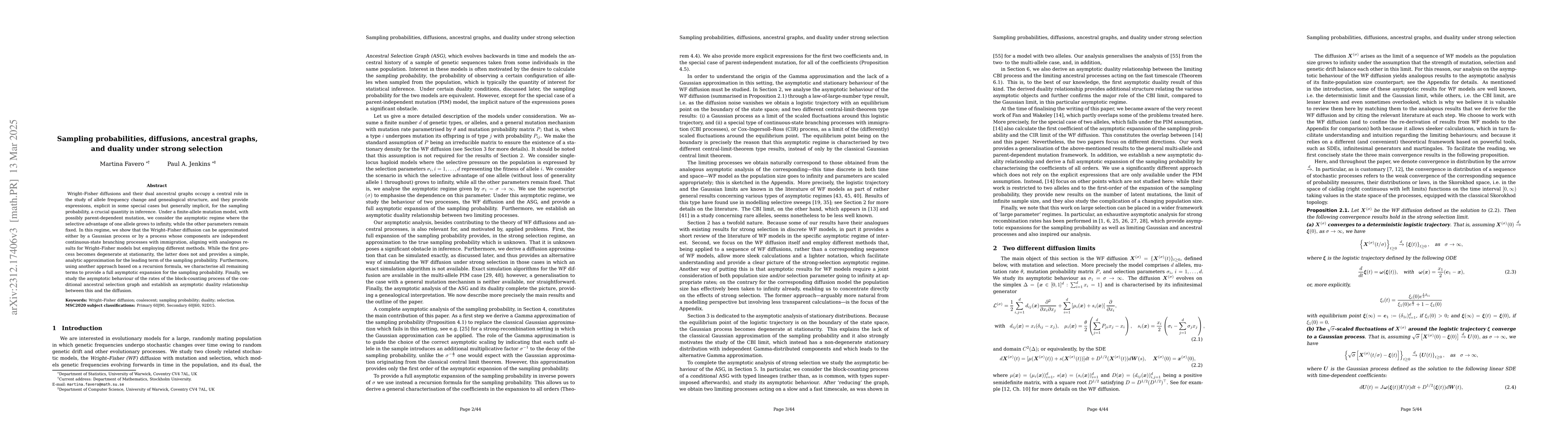 Thumbnail for Sampling probabilities, diffusions, ancestral graphs, and duality under
  strong selection
