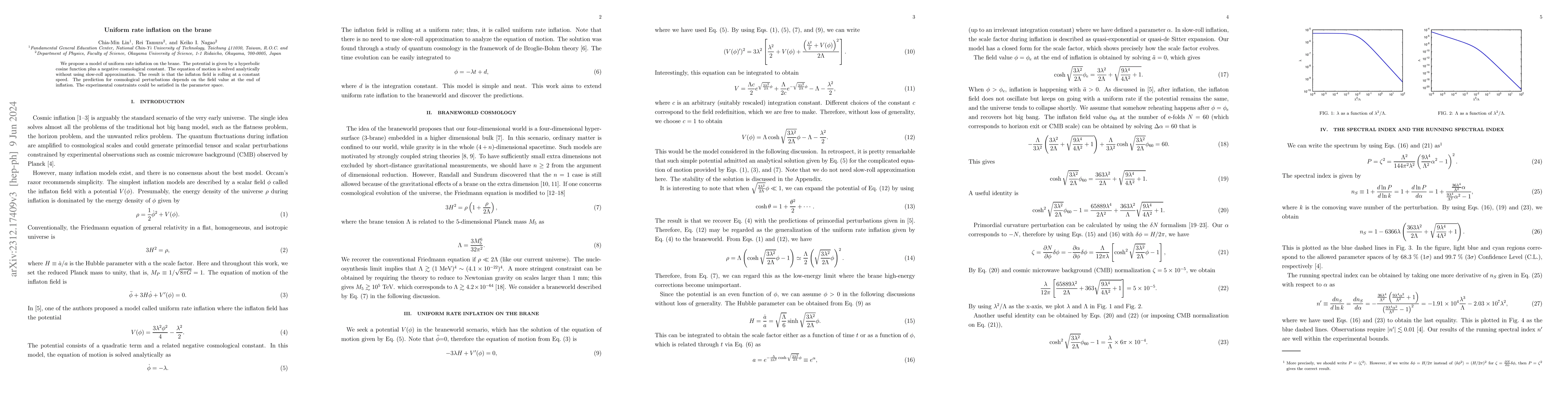 Thumbnail for Uniform rate inflation on the brane
