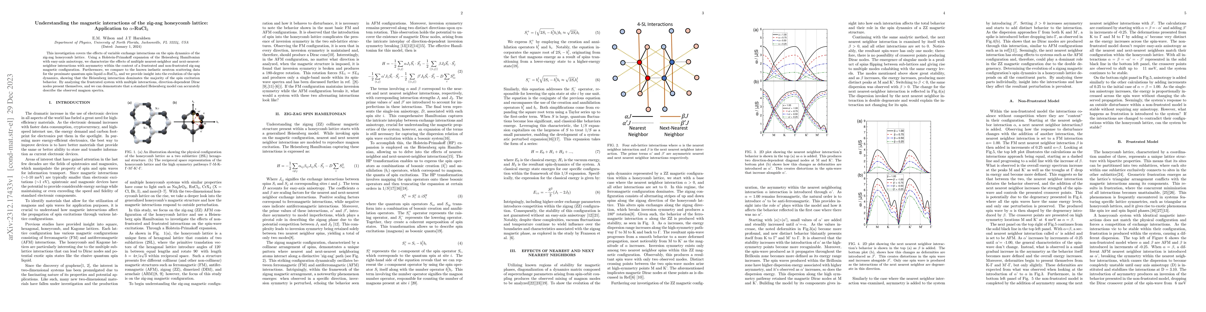 Thumbnail for Understanding the magnetic interactions of the zig-zag honeycomb
  lattice: Application to $\alpha$-RuCl$_3$