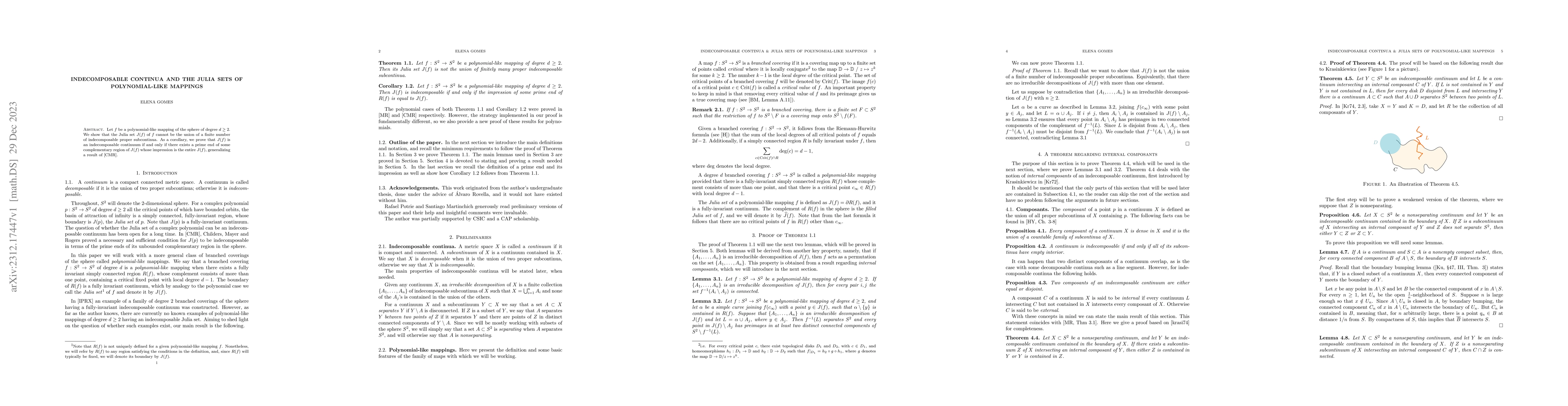 Thumbnail for Indecomposable continua and the Julia sets of polynomial-like mappings