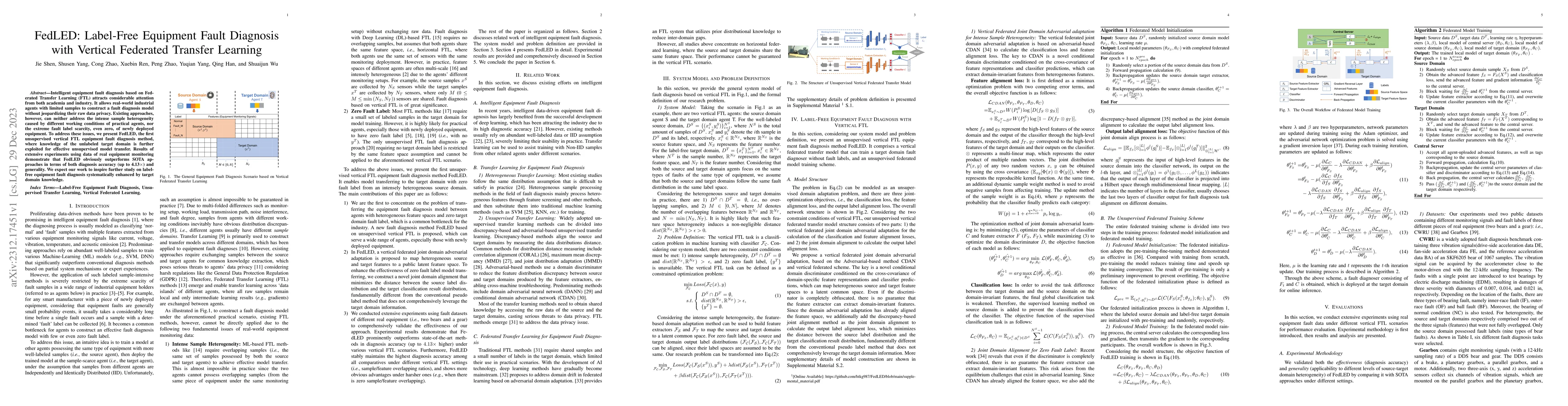 Thumbnail for FedLED: Label-Free Equipment Fault Diagnosis with Vertical Federated
  Transfer Learning