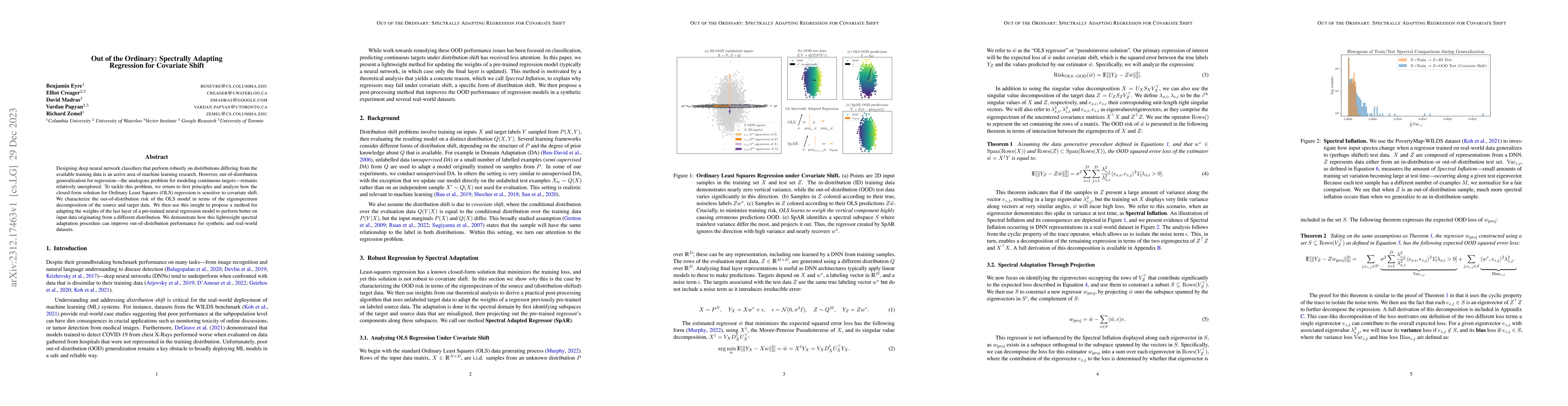 Thumbnail for Out of the Ordinary: Spectrally Adapting Regression for Covariate Shift