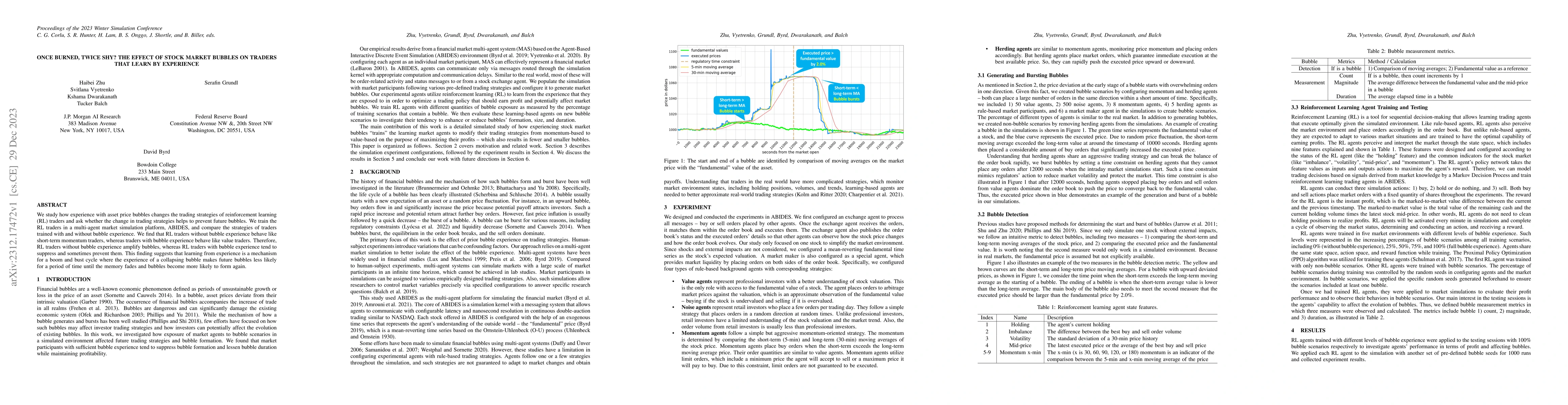 Thumbnail for Once Burned, Twice Shy? The Effect of Stock Market Bubbles on Traders
  that Learn by Experience