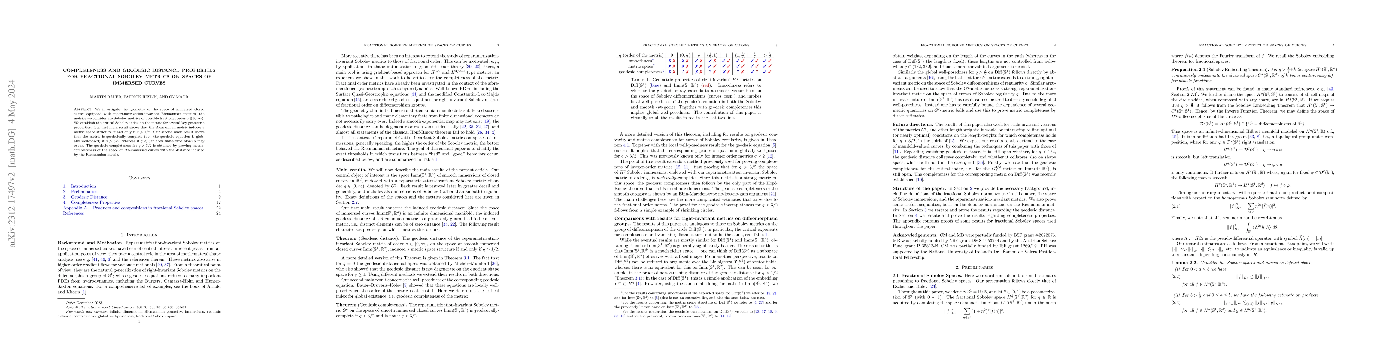 Thumbnail for Completeness and geodesic distance properties for fractional Sobolev
  metrics on spaces of immersed curves