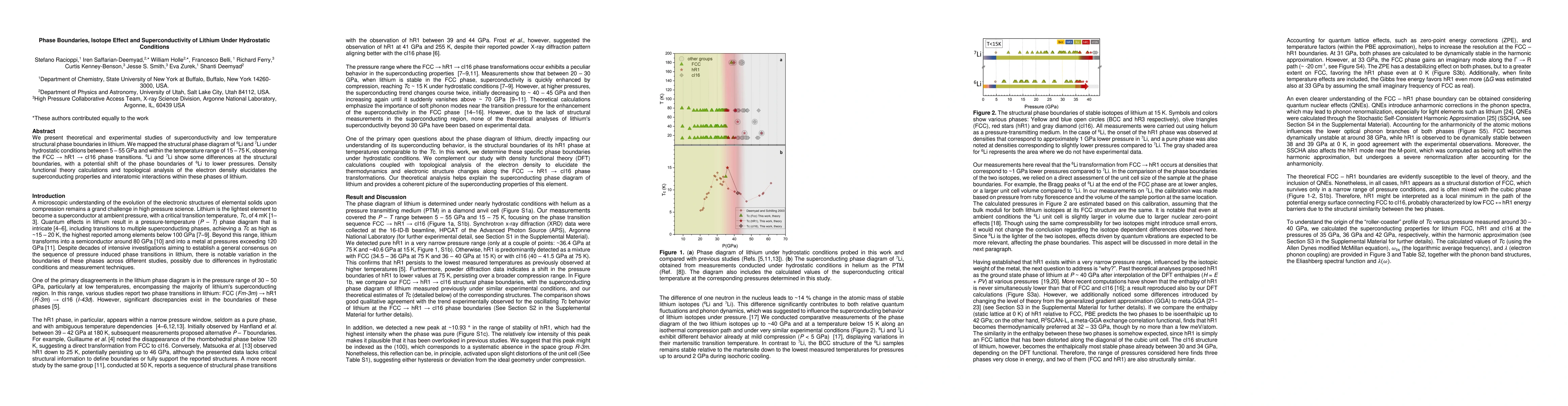 Thumbnail for Phase Boundaries, Isotope Effect and Superconductivity of Lithium Under
  Hydrostatic Conditions