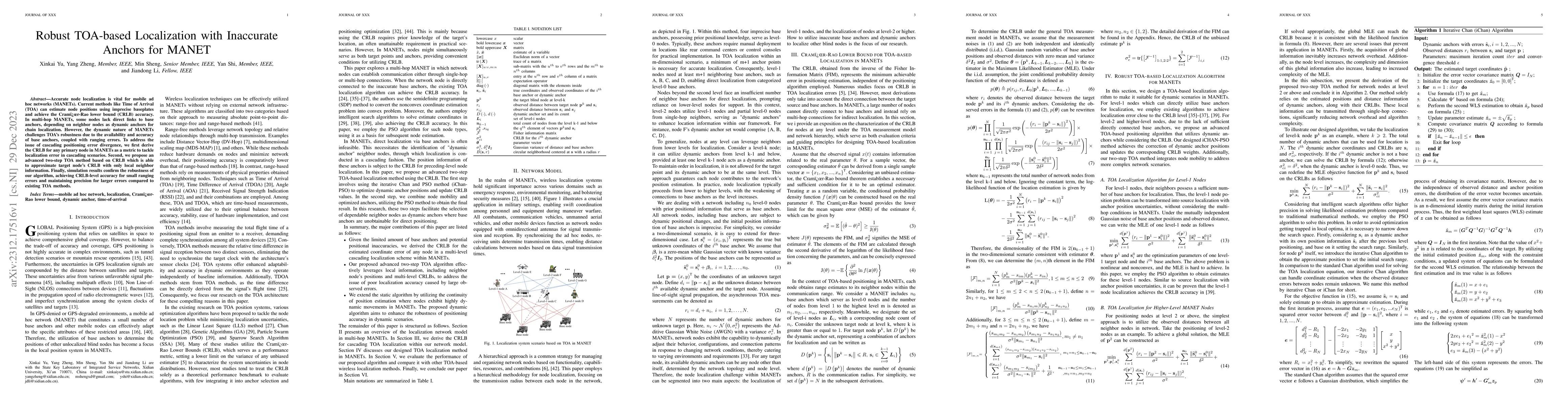 Thumbnail for Robust TOA-based Localization with Inaccurate Anchors for MANET