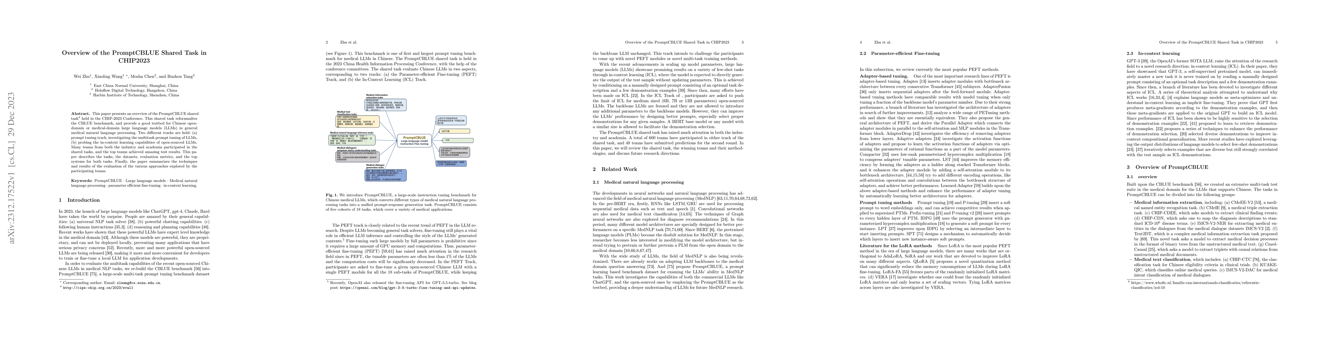 Thumbnail for Overview of the PromptCBLUE Shared Task in CHIP2023
