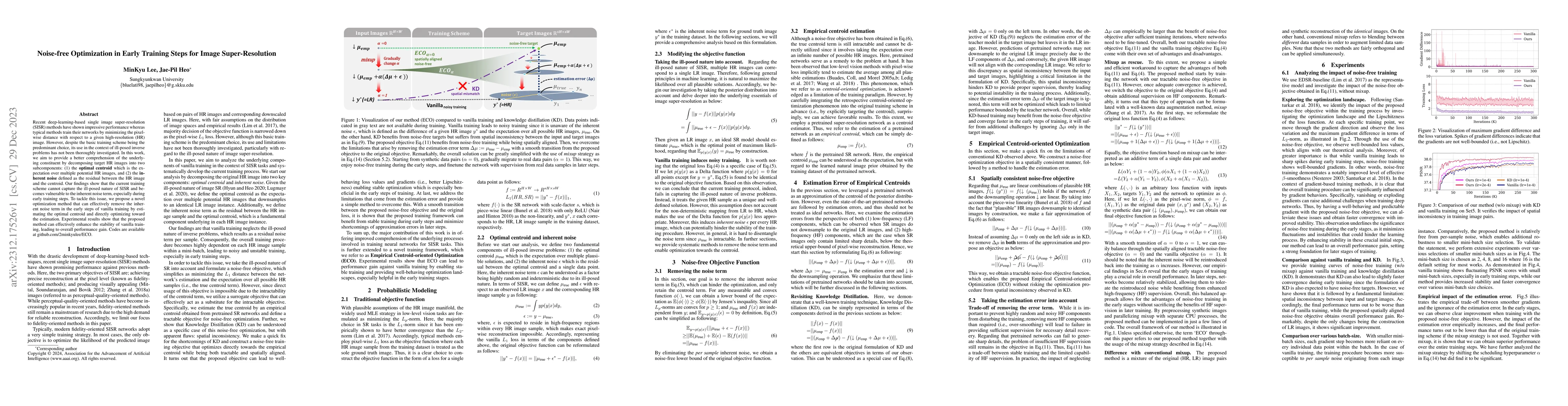 Thumbnail for Noise-free Optimization in Early Training Steps for Image
  Super-Resolution