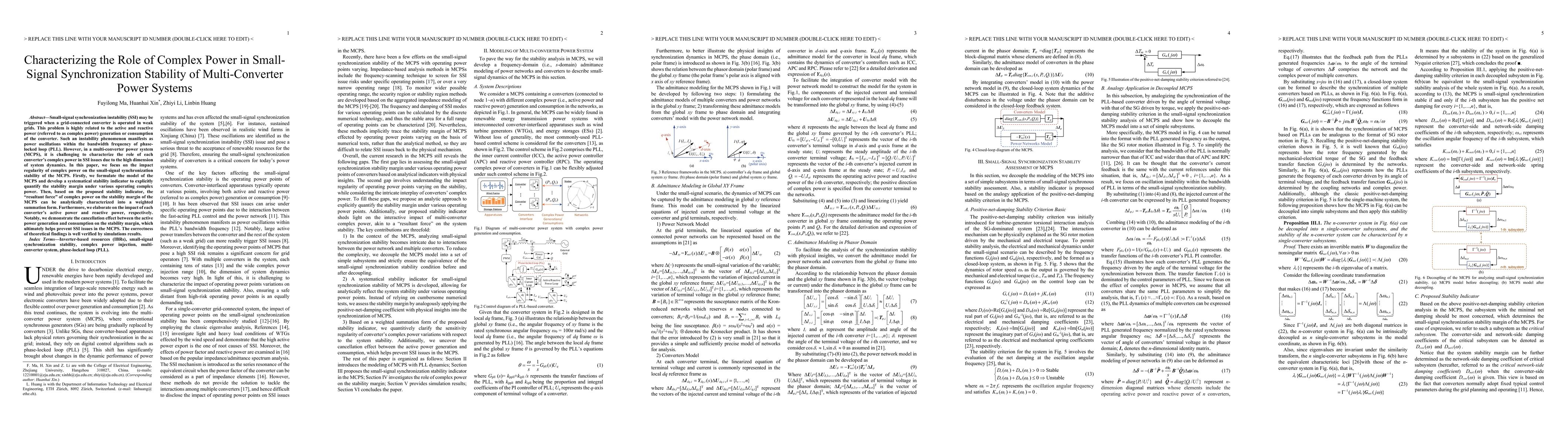 Thumbnail for Characterizing the Role of Complex Power in Small-Signal Synchronization
  Stability of Multi-Converter Power Systems