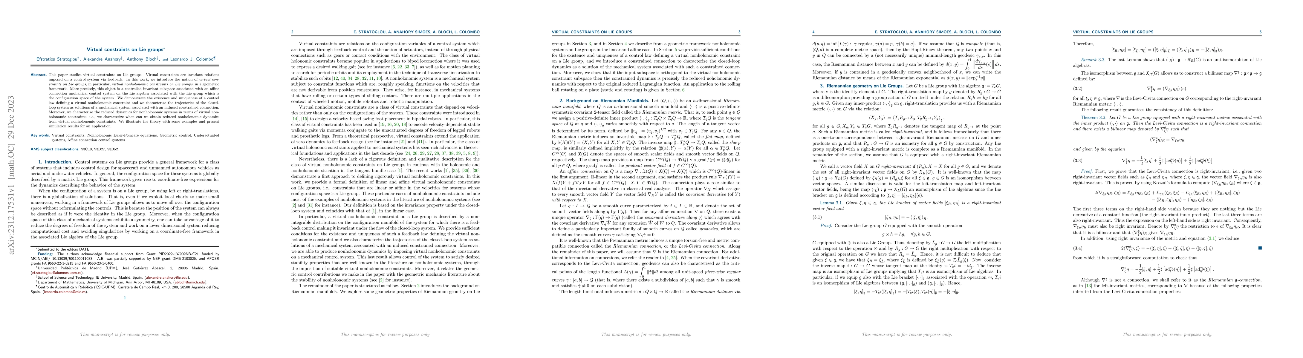 Thumbnail for Virtual Constraints on Lie groups