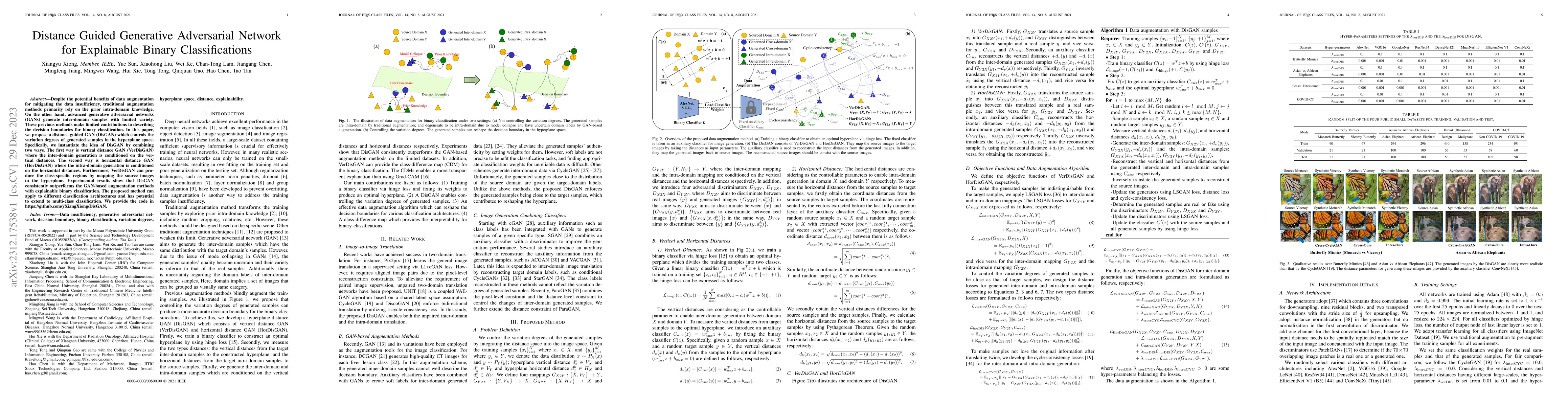 Thumbnail for Distance Guided Generative Adversarial Network for Explainable Binary
  Classifications