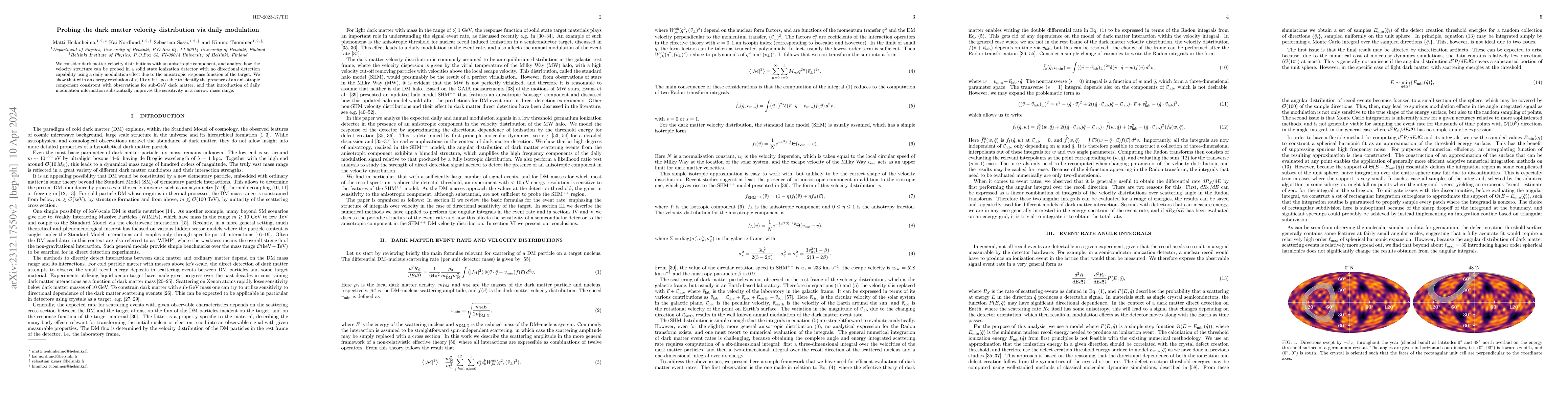 Thumbnail for Probing the dark matter velocity distribution via daily modulation