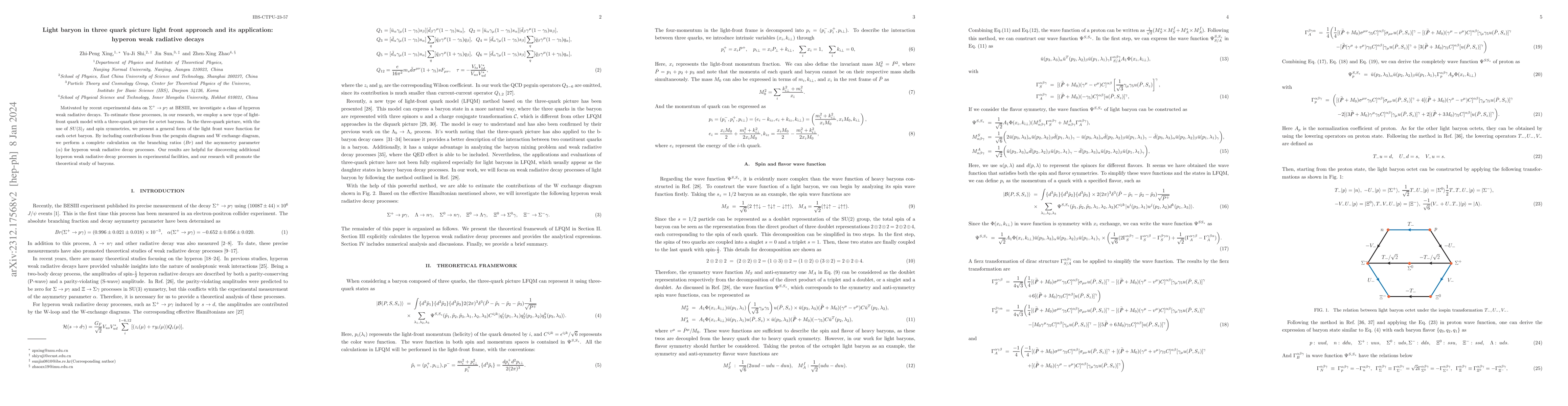 Thumbnail for Light baryon in three quark picture light front approach and its
  application: hyperon weak radiative decays
