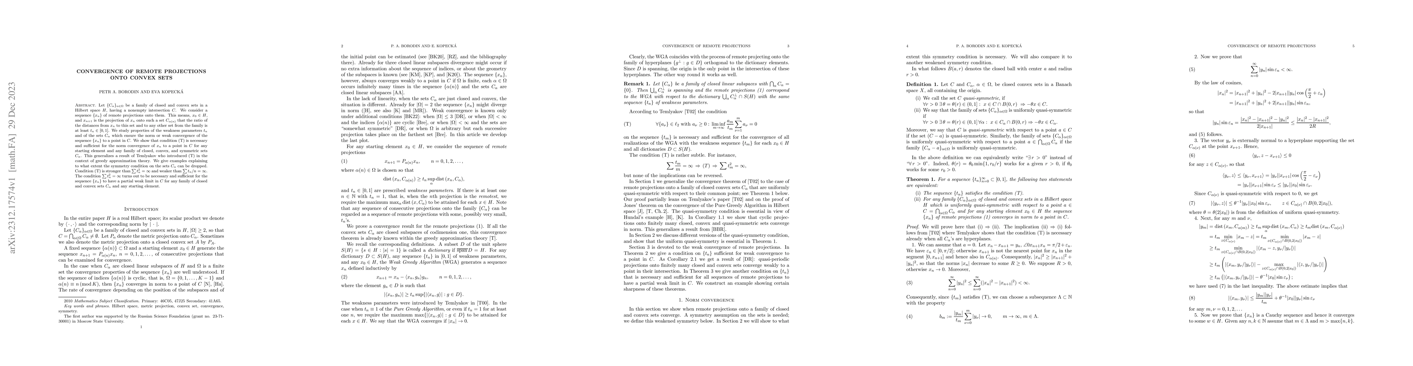 Thumbnail for Convergence of remote projections onto convex sets