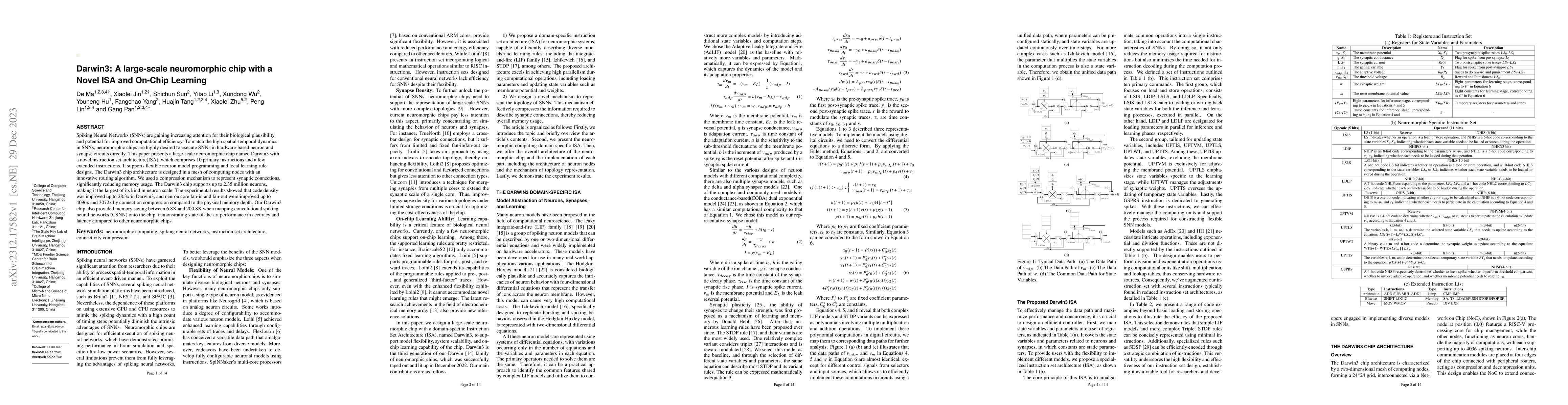 Thumbnail for Darwin3: A large-scale neuromorphic chip with a Novel ISA and On-Chip
  Learning