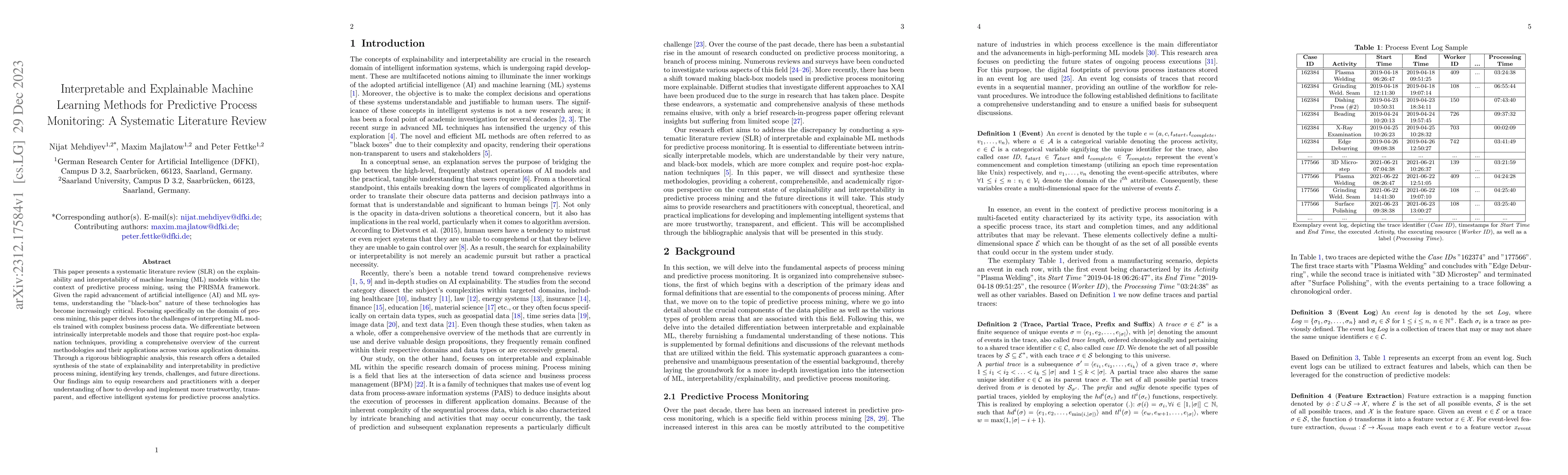Thumbnail for Interpretable and Explainable Machine Learning Methods for Predictive
  Process Monitoring: A Systematic Literature Review