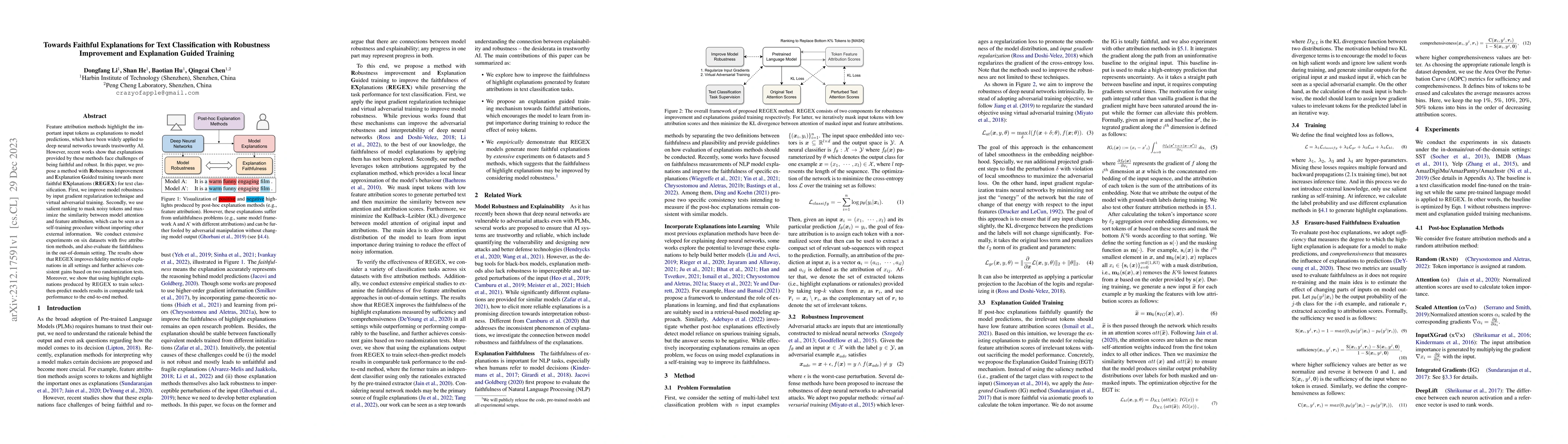 Thumbnail for Towards Faithful Explanations for Text Classification with Robustness
  Improvement and Explanation Guided Training