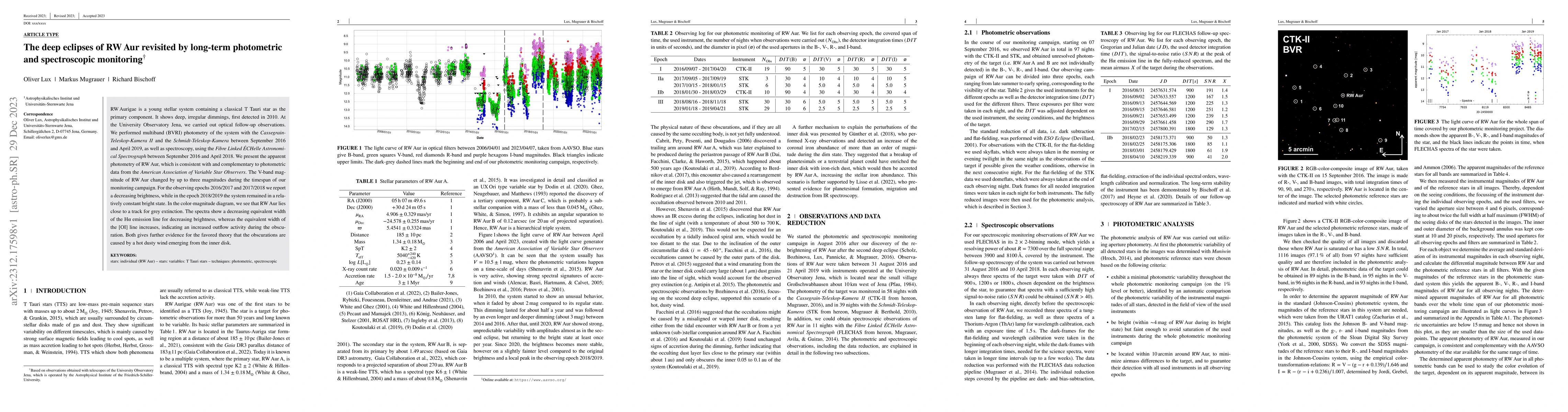 Thumbnail for The deep eclipses of RW Aur revisited by long-term photometric and
  spectroscopic monitoring