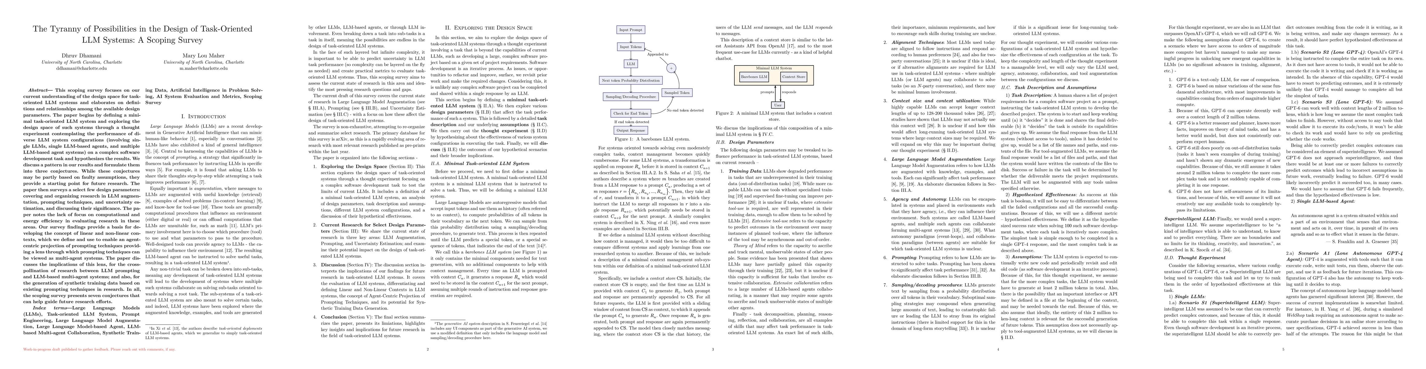Thumbnail for The Tyranny of Possibilities in the Design of Task-Oriented LLM Systems:
  A Scoping Survey