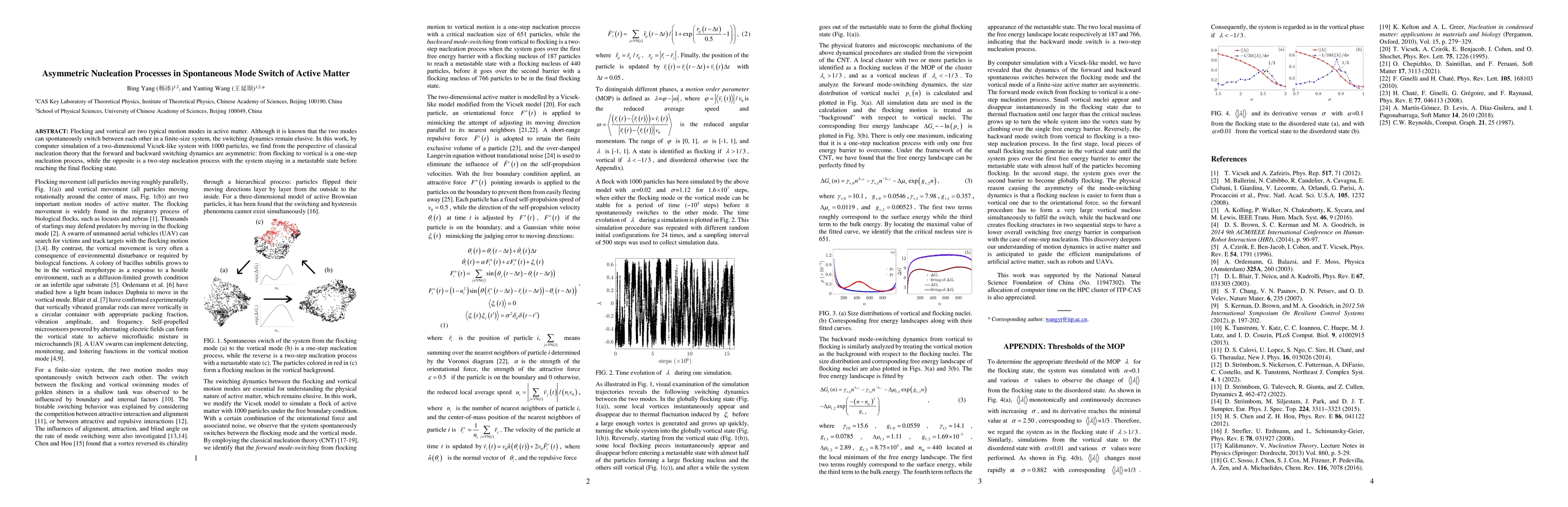Thumbnail for Asymmetric Nucleation Processes in Spontaneous Mode Switch of Active
  Matter