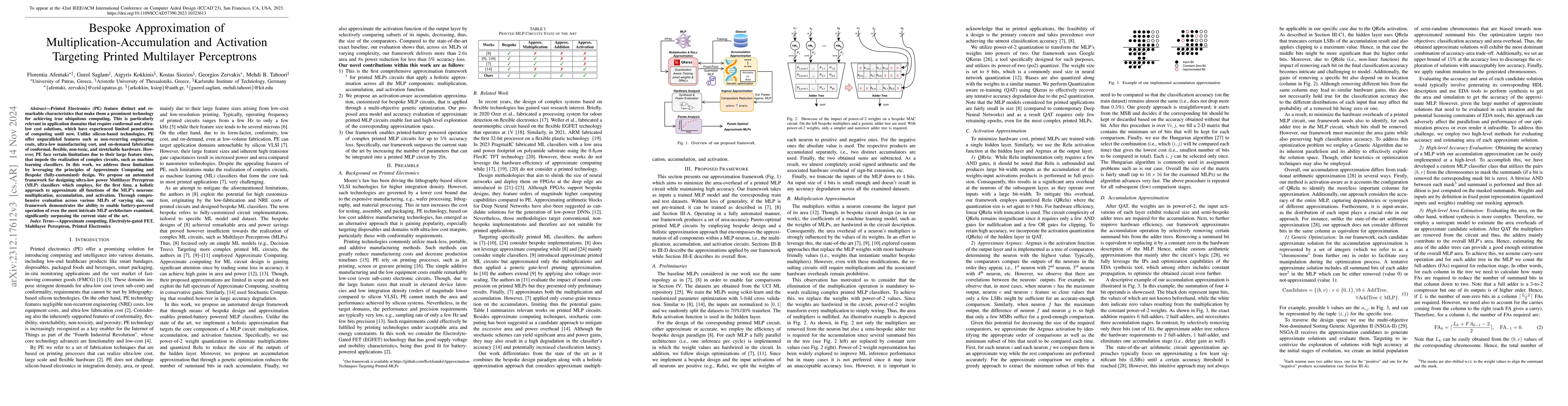 Thumbnail for Bespoke Approximation of Multiplication-Accumulation and Activation
  Targeting Printed Multilayer Perceptrons