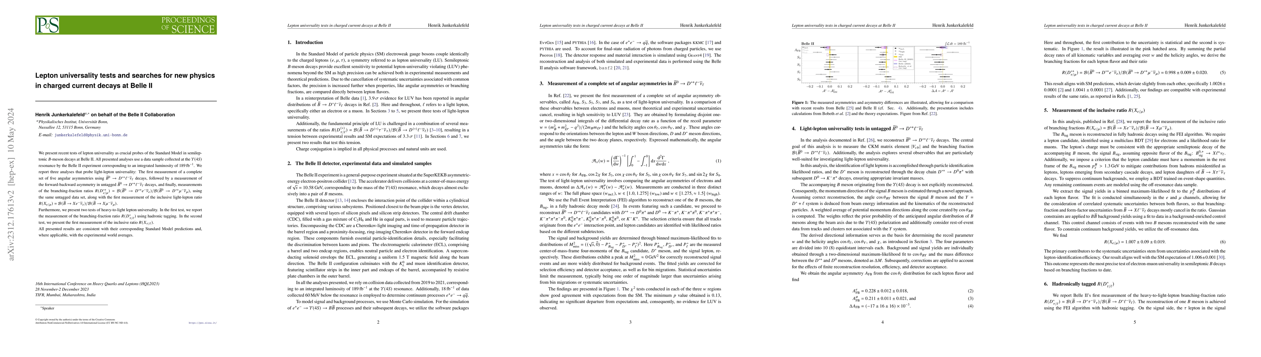 Thumbnail for Lepton universality tests and searches for new physics in charged
  current decays at Belle II