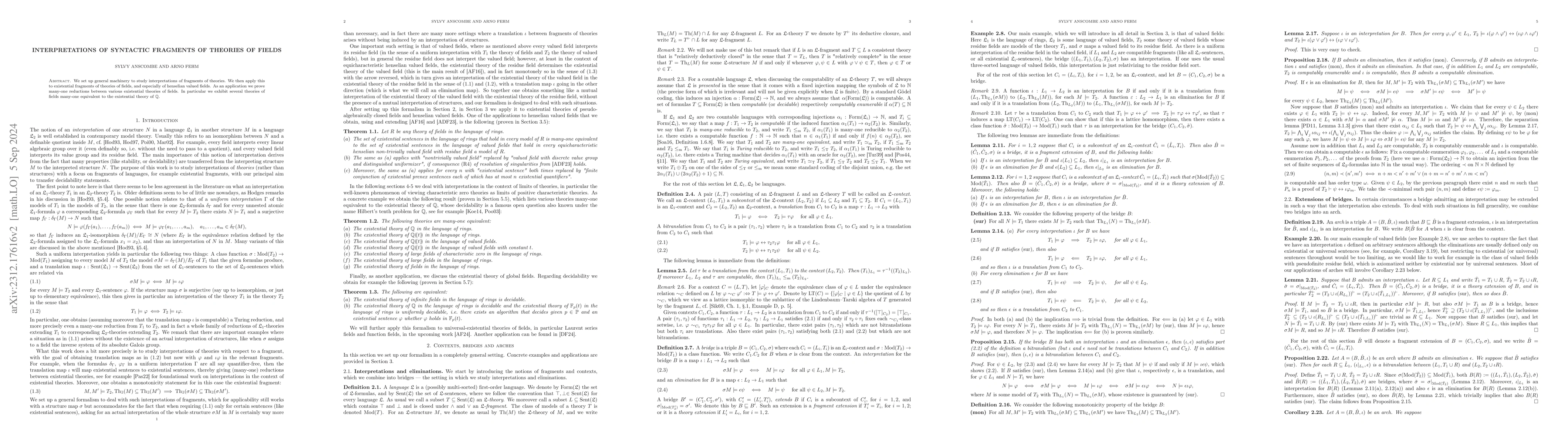 Thumbnail for Interpretations of syntactic fragments of theories of fields