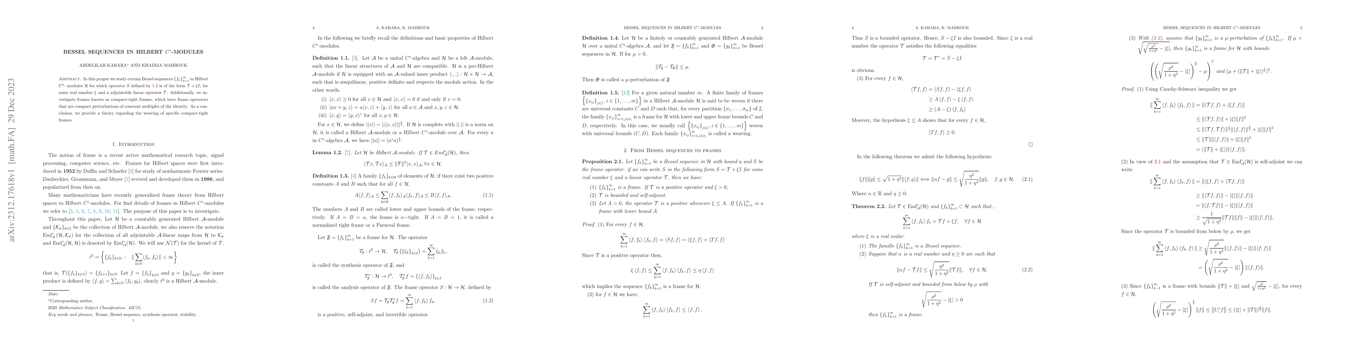 Thumbnail for Bessel sequences in Hilbert $C^{\ast}$-modules