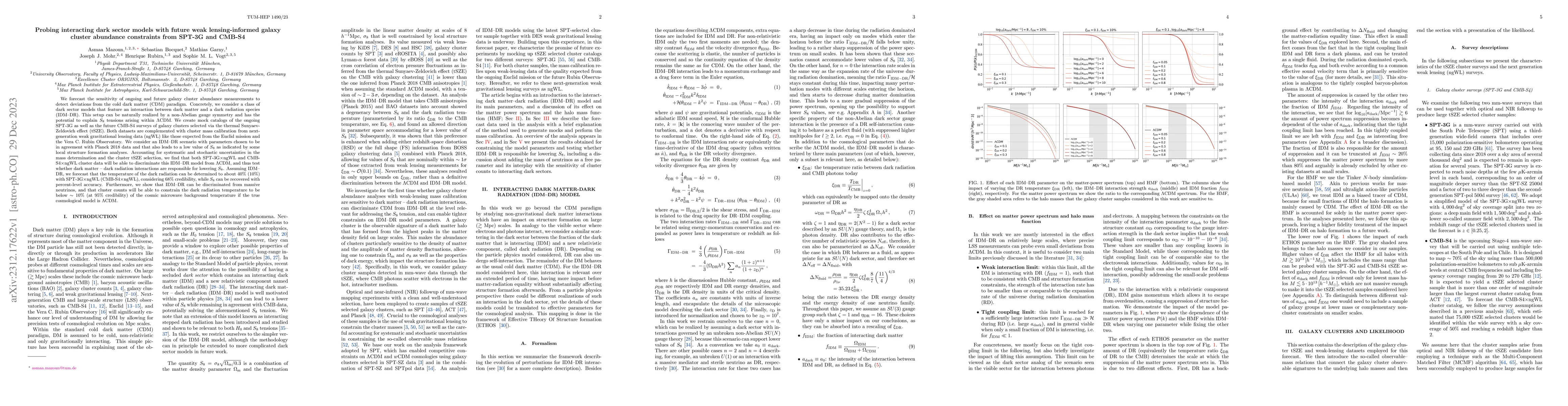 Thumbnail for Probing interacting dark sector models with future weak lensing-informed
  galaxy cluster abundance constraints from SPT-3G and CMB-S4