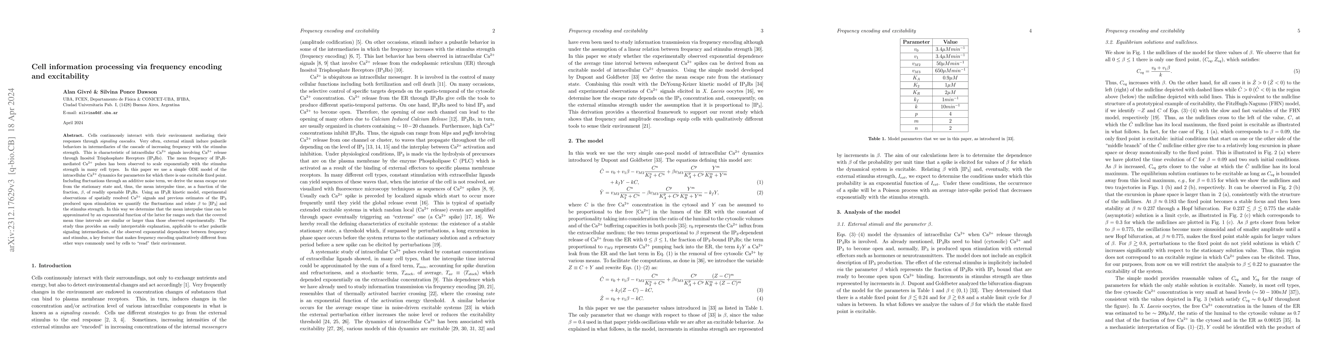 Thumbnail for Cell information processing via frequency encoding and excitability