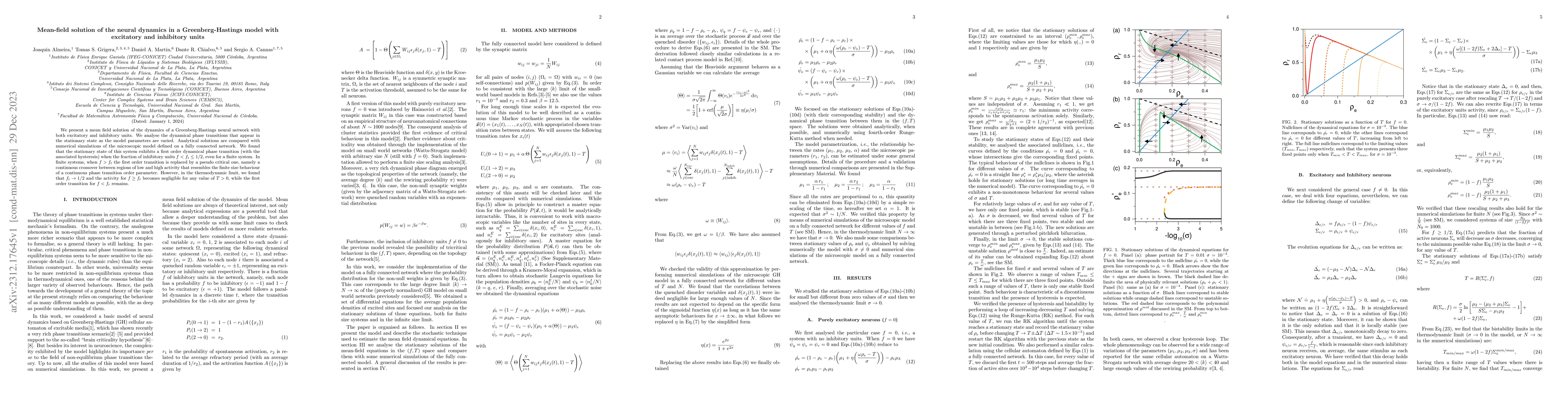 Thumbnail for Mean-field solution of the neural dynamics in a Greenberg-Hastings model
  with excitatory and inhibitory units