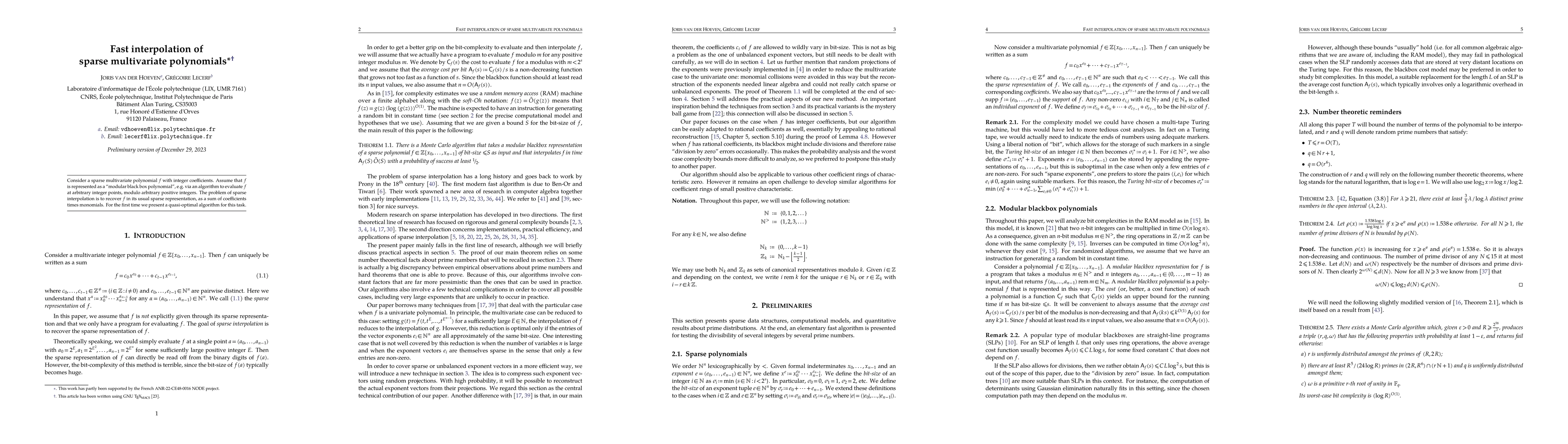 Thumbnail for Fast interpolation of sparse multivariate polynomials