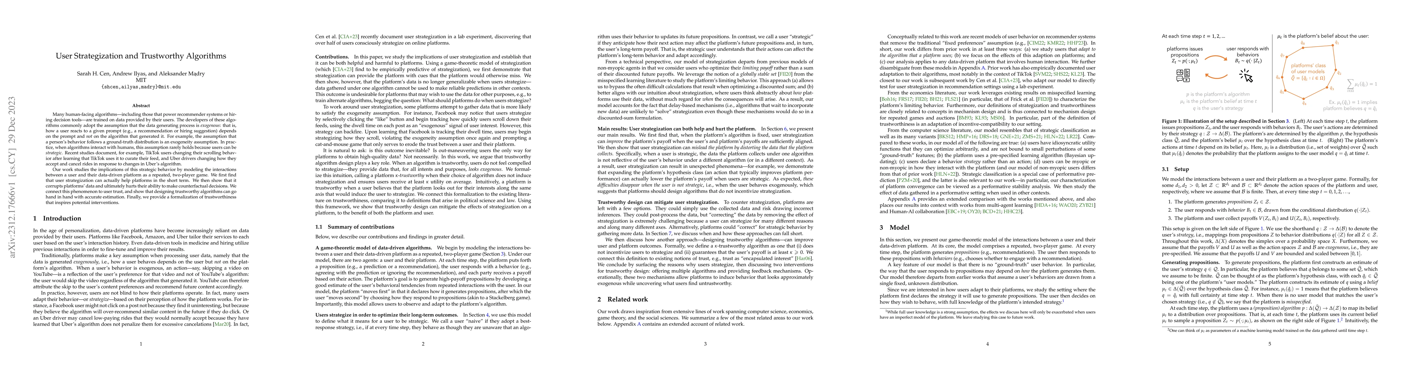 Thumbnail for User Strategization and Trustworthy Algorithms