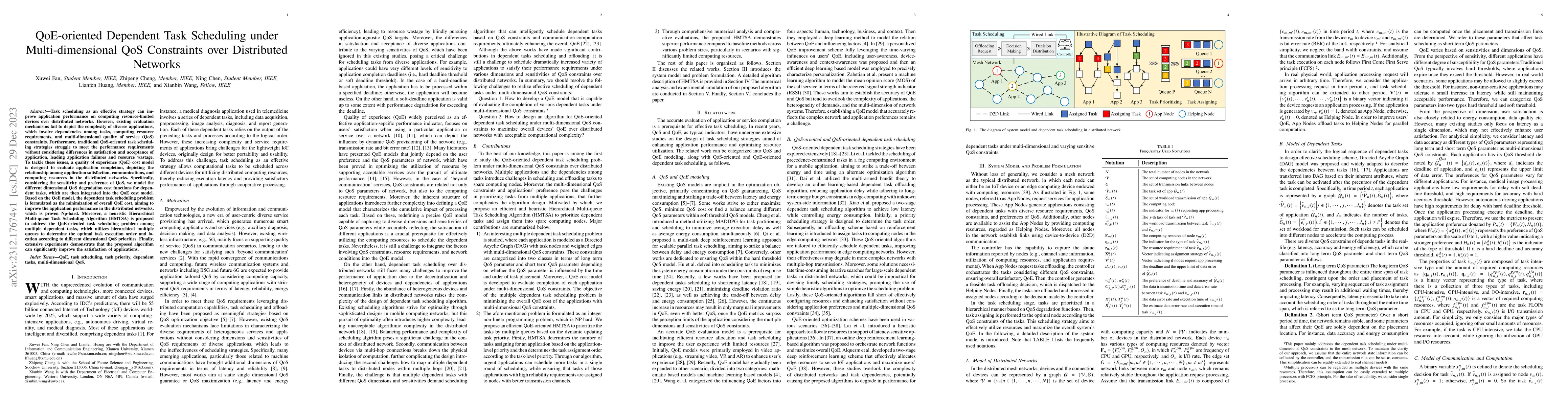 Thumbnail for QoE-oriented Dependent Task Scheduling under Multi-dimensional QoS
  Constraints over Distributed Networks