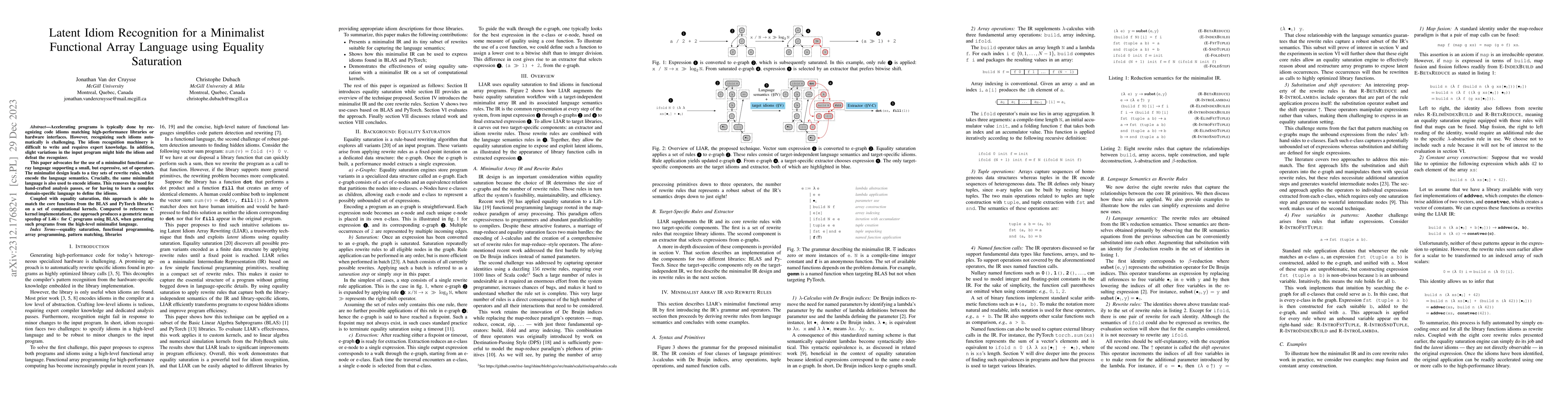 Thumbnail for Latent Idiom Recognition for a Minimalist Functional Array Language
  using Equality Saturation