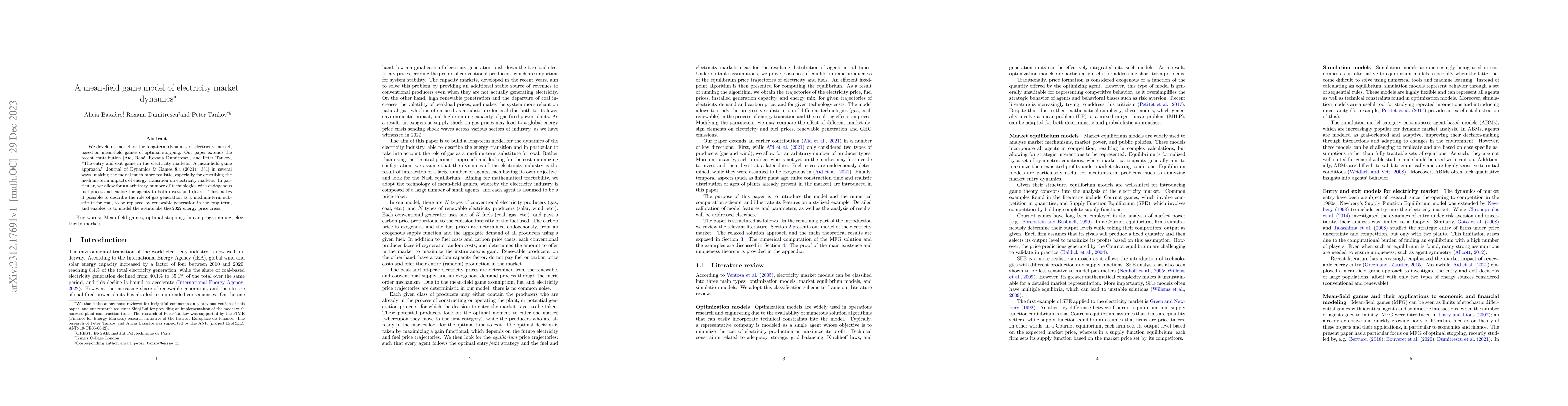 Thumbnail for A mean-field game model of electricity market dynamics