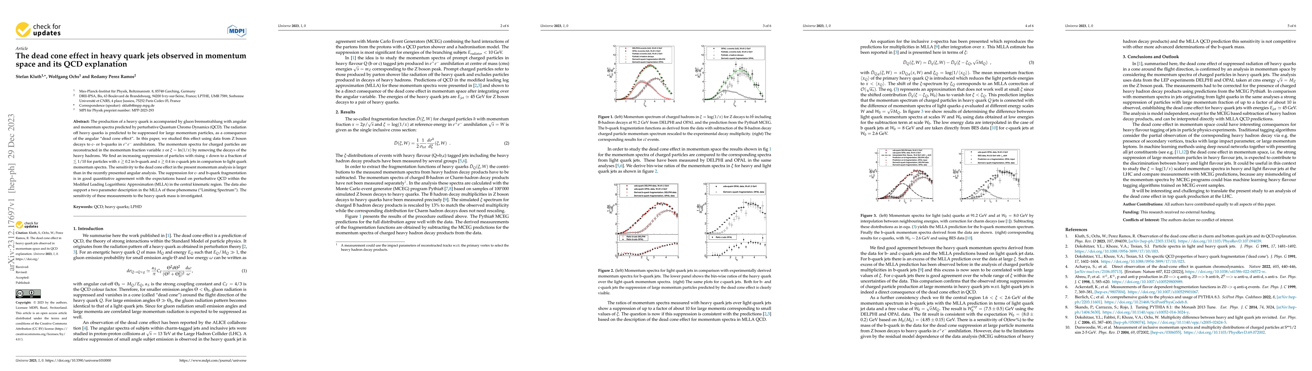 Thumbnail for The dead cone effect in heavy quark jets observed in momentum space and
  its QCD explanation