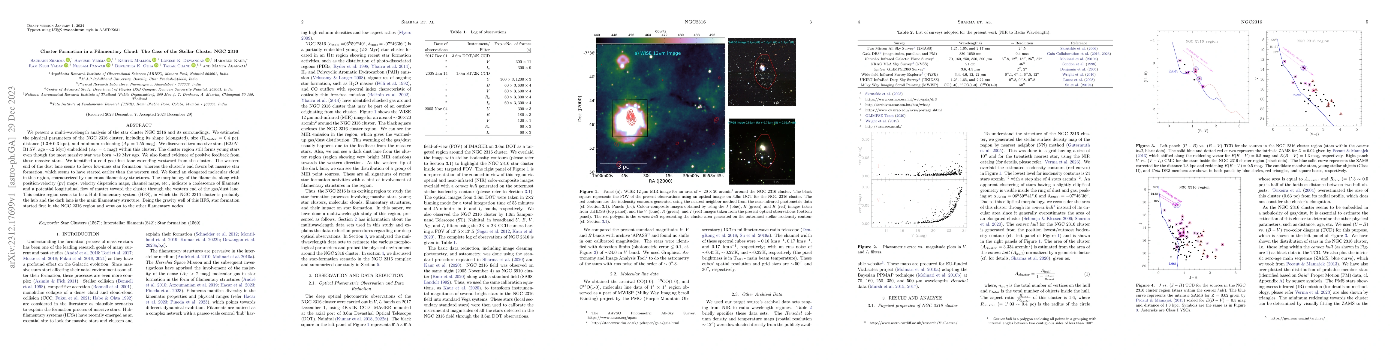 Thumbnail for Cluster Formation in a Filamentary Cloud: The Case of the Stellar
  Cluster NGC 2316