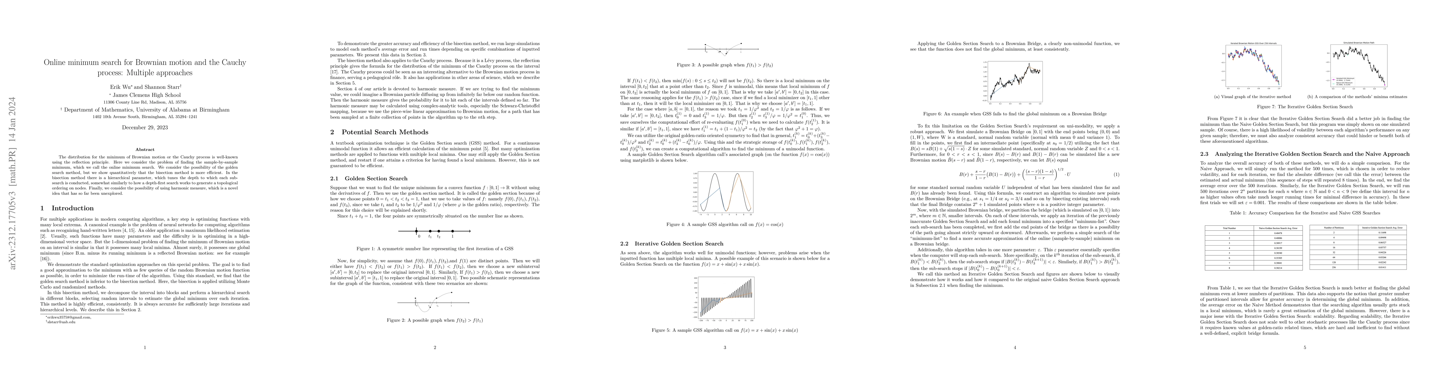 Thumbnail for Online minimum search for Brownian motion and the Cauchy process:
  Multiple approaches