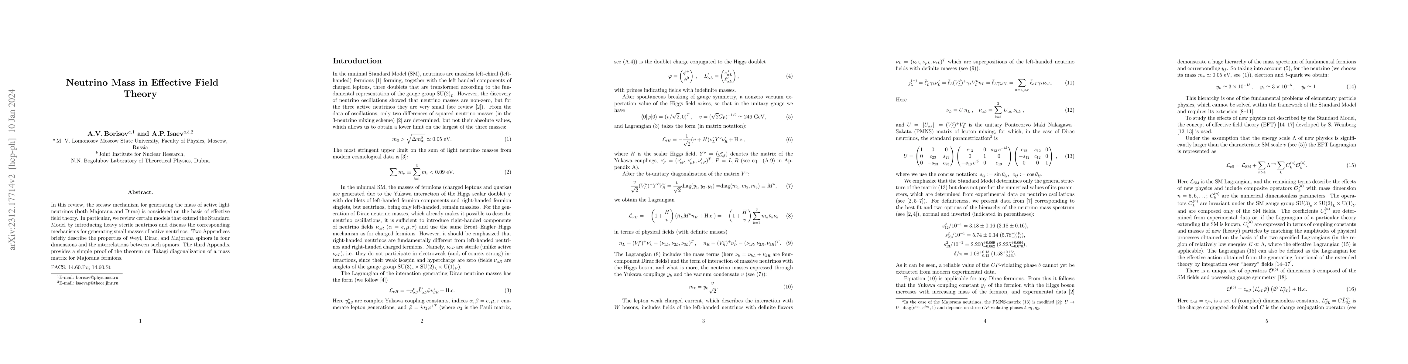 Thumbnail for Neutrino Mass in Effective Field Theory