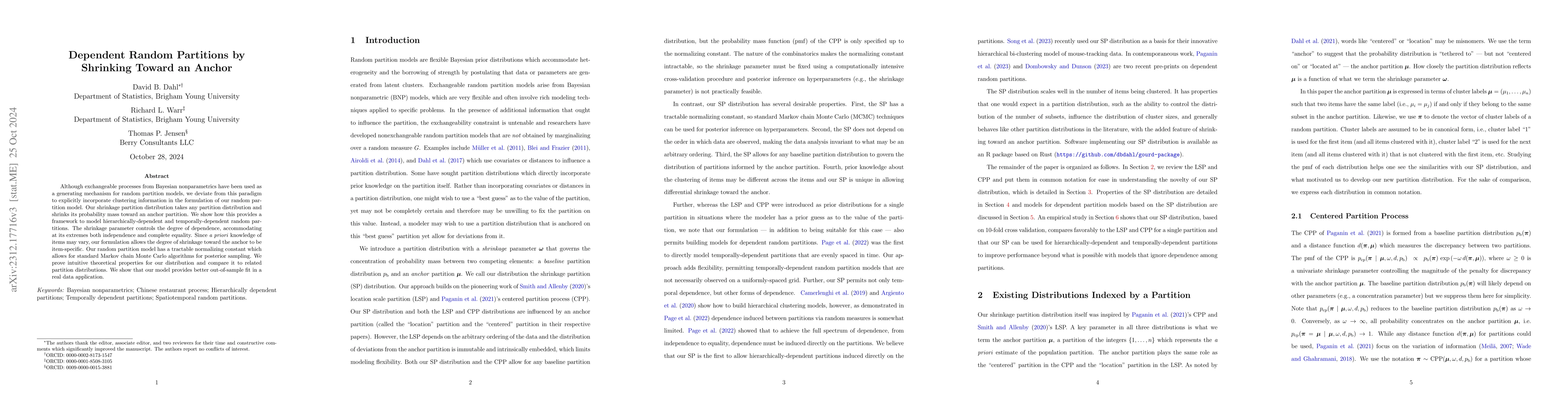 Thumbnail for Dependent Random Partitions by Shrinking Toward an Anchor