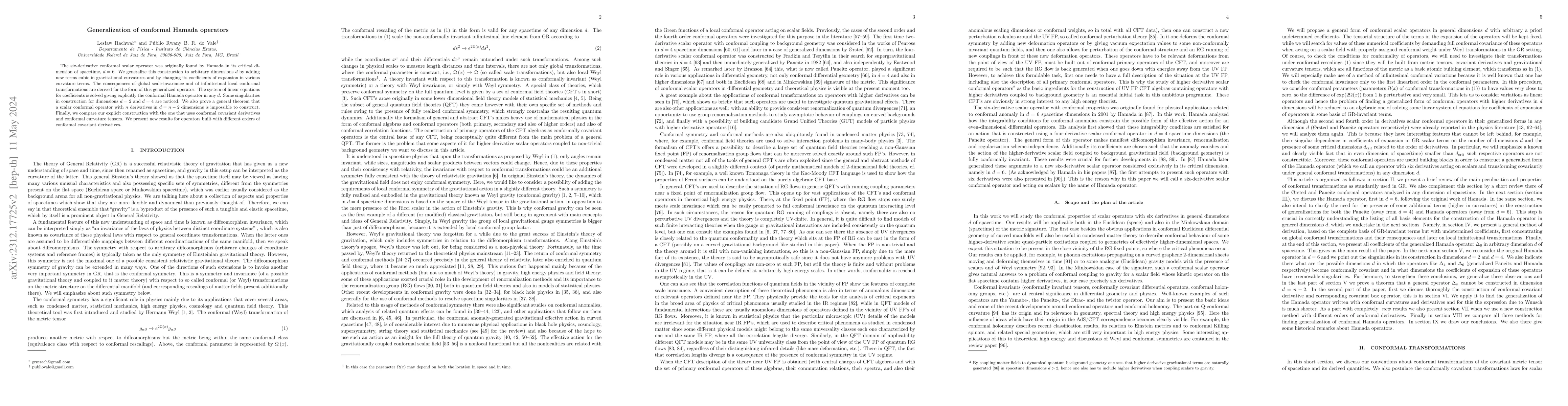 Thumbnail for Generalization of conformal Hamada operators