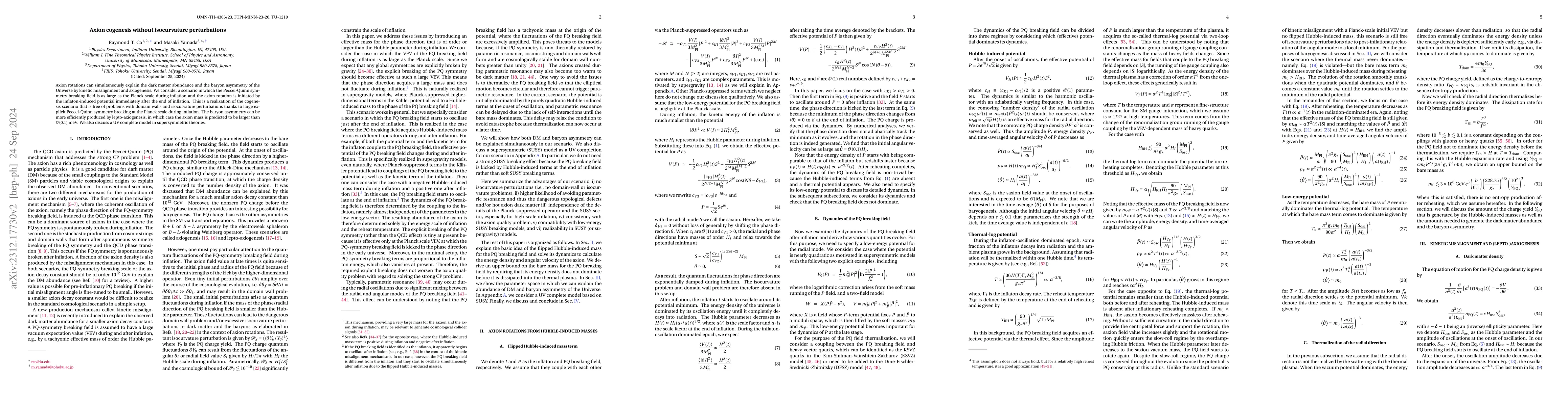 Thumbnail for Axion cogenesis without isocurvature perturbations