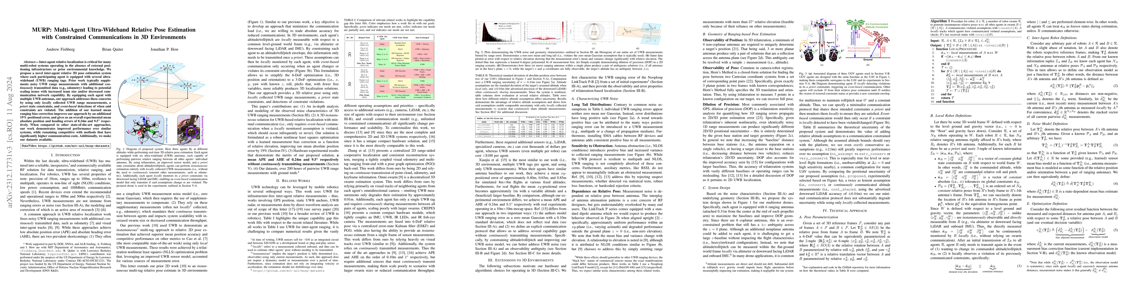 Thumbnail for MURP: Multi-Agent Ultra-Wideband Relative Pose Estimation with
  Constrained Communications in 3D Environments