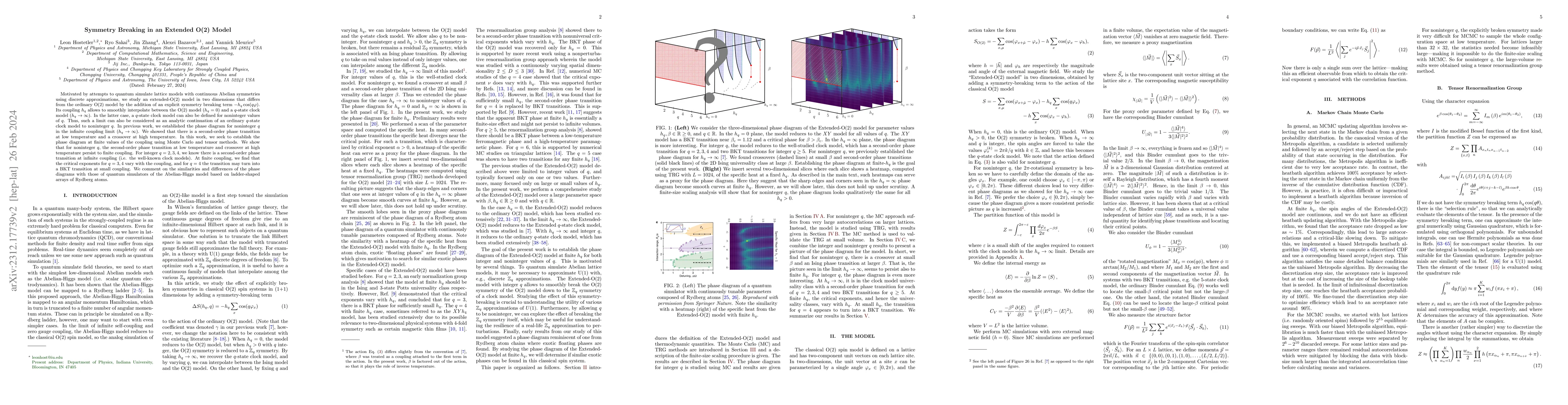 Thumbnail for Symmetry Breaking in an Extended O(2) Model