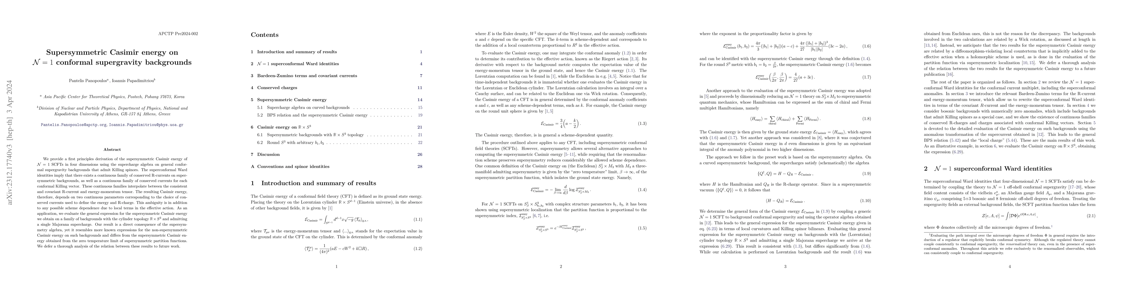 Thumbnail for Supersymmetric Casimir energy on $\mathcal{N}=1$ conformal supergravity
  backgrounds